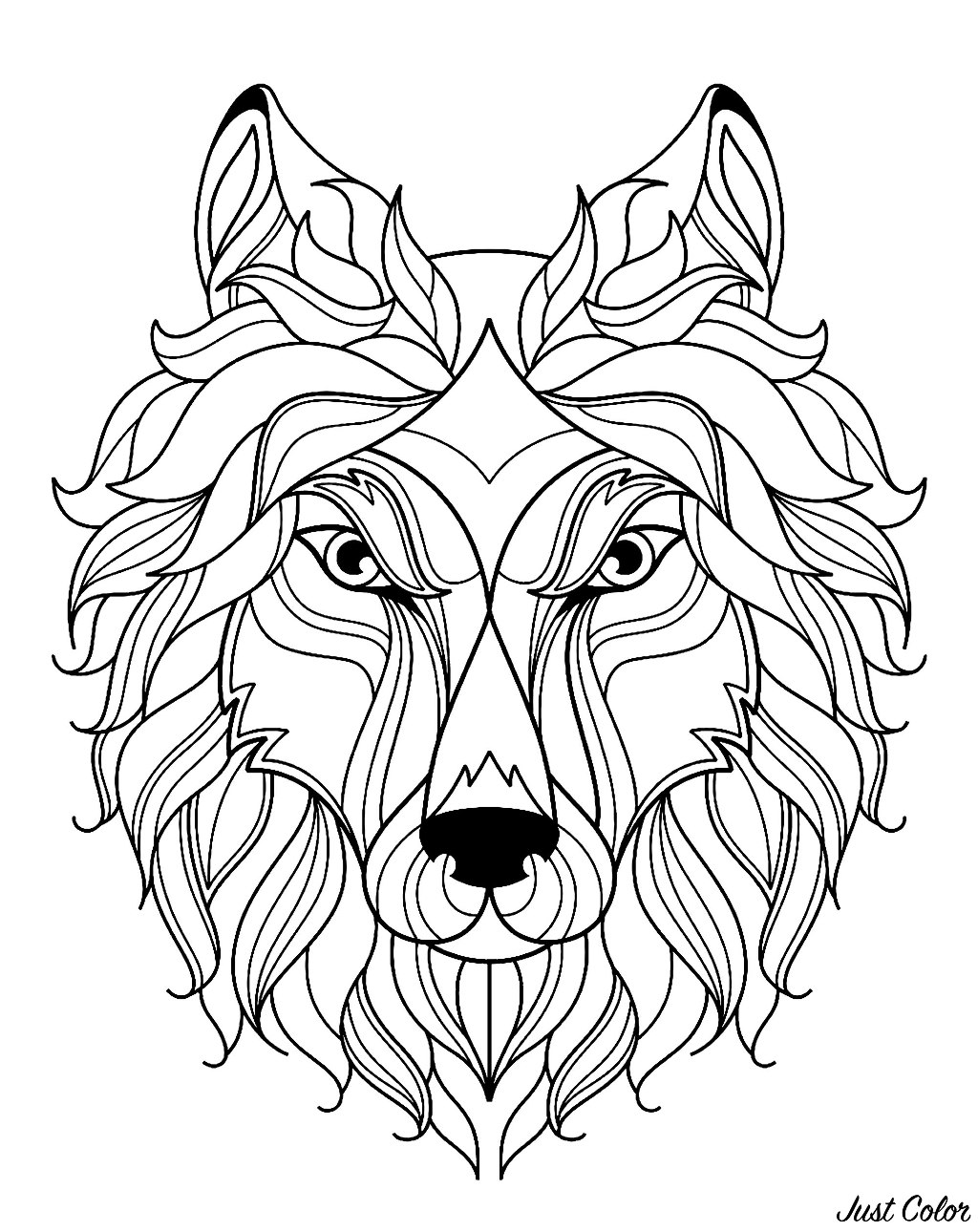 Simple Wolf coloring page to download for free